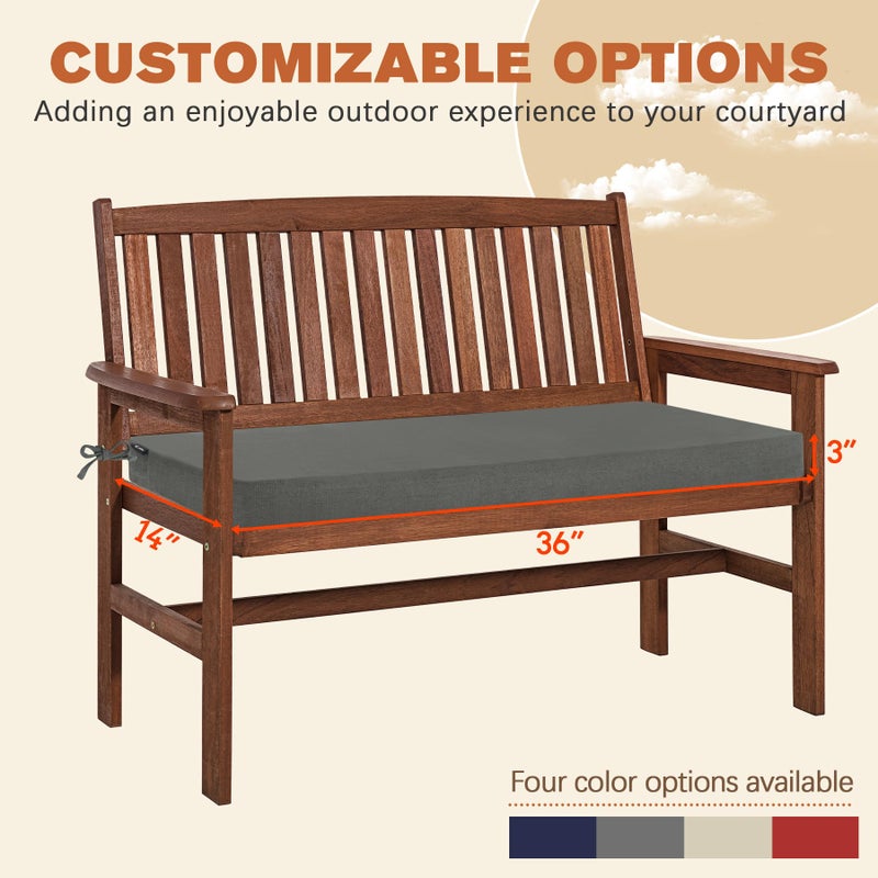 Favoyard Outdoor Bench Cushion 36 x 14 Inch Rainproof Patio Furniture Cushions 3-Year Color Fastness Garden Settee porch Pads with Ties, Dark Gray - Image 2